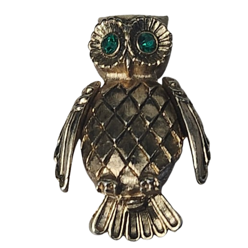 Vtg 1960s Vanda USA Owl  Perfume Solid Pin Brooch Full